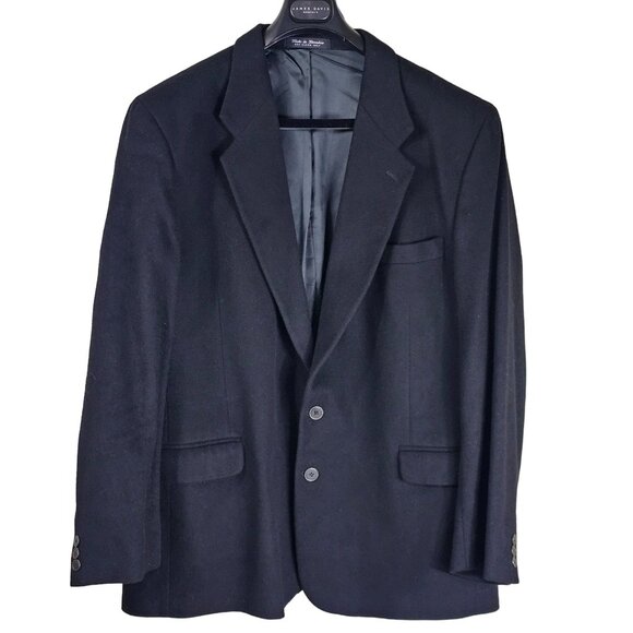 VTG San Felice Black Cashmere & Wool Blazer Sz 48L Ventless Quiet Luxury Formal - Picture 1 of 10